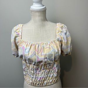 elodie Square Neck Smocked Top